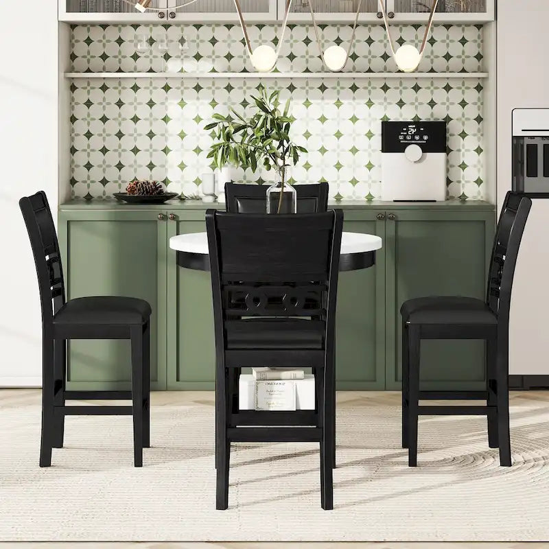 Ensemble de table à manger ronde de 5 pièces hauteur comptoir