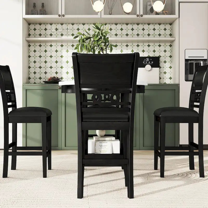 Ensemble de table à manger ronde de 5 pièces hauteur comptoir