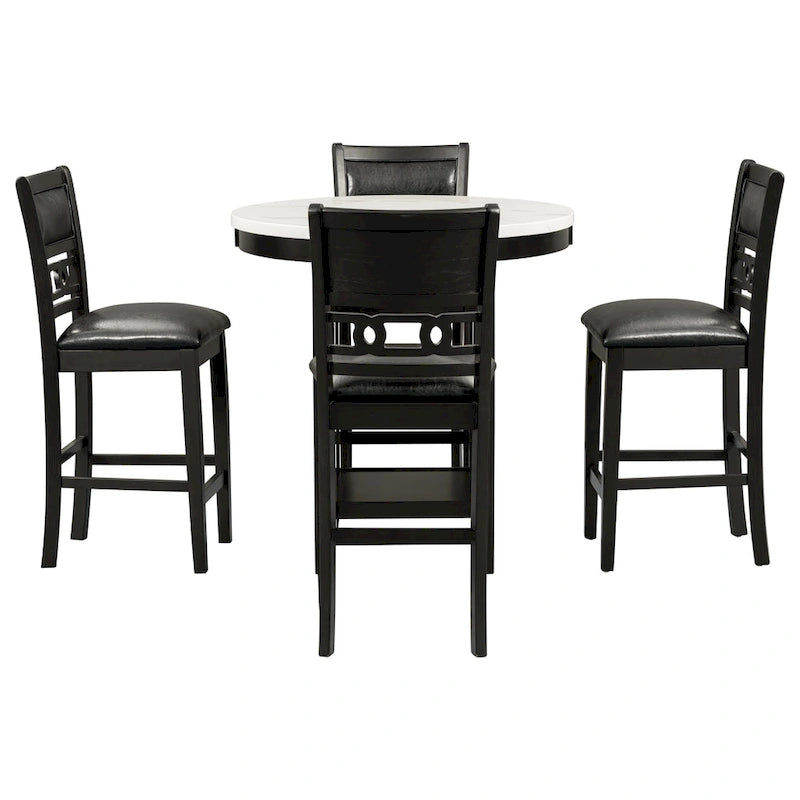 Ensemble de table à manger ronde de 5 pièces hauteur comptoir