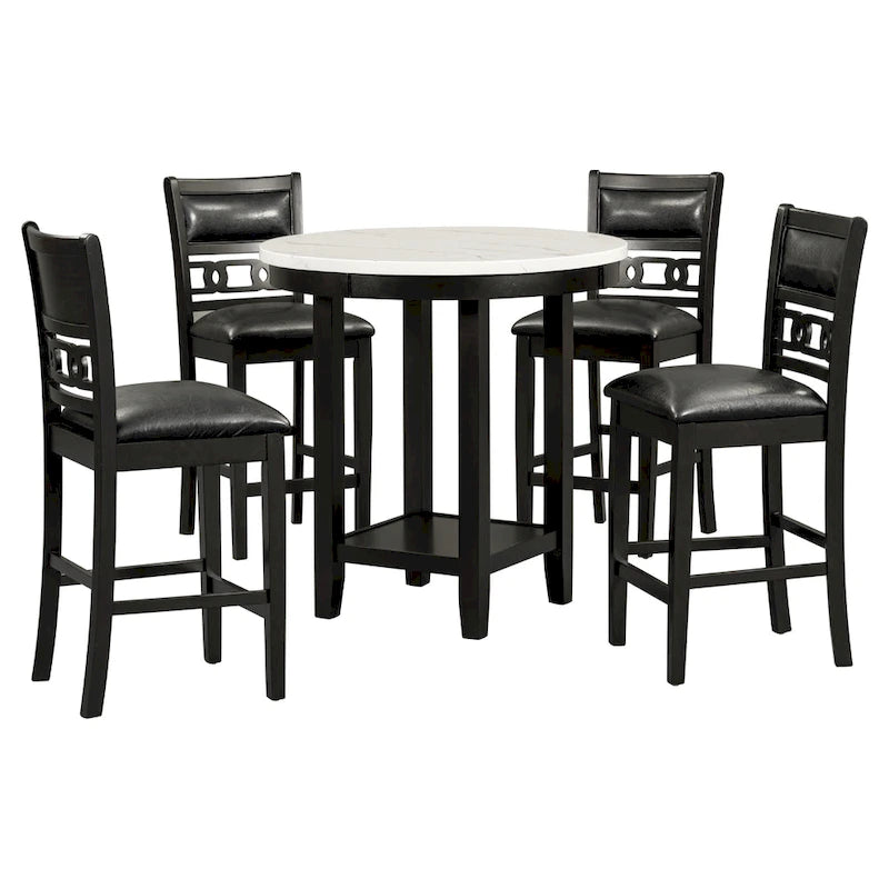 Ensemble de table à manger ronde de 5 pièces hauteur comptoir