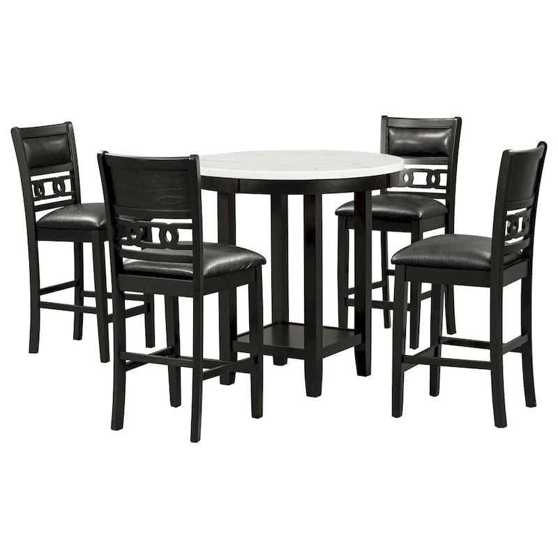 Ensemble de table à manger ronde de 5 pièces hauteur comptoir