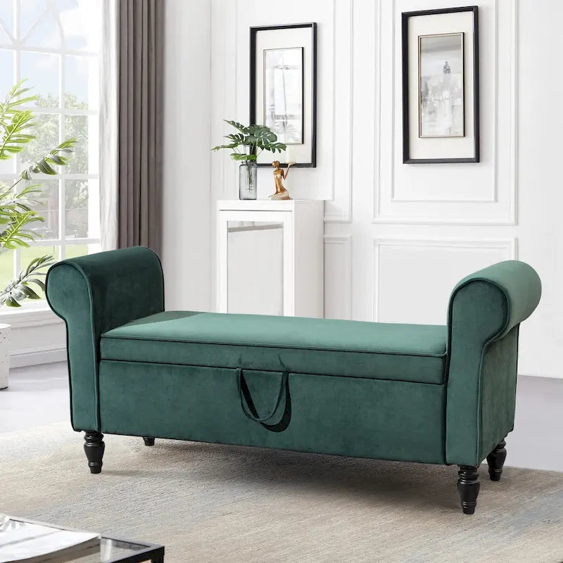 Banc de rangement ottoman Andeworld avec accoudoirs rembourrés, banc de bout de lit