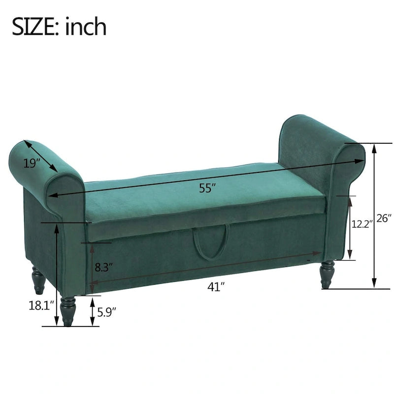 Banc de rangement ottoman Andeworld avec accoudoirs rembourrés, banc de bout de lit