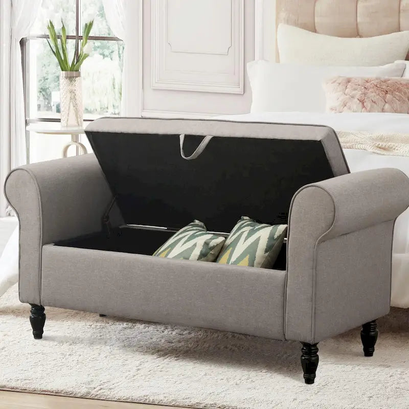 Banc de rangement ottoman Andeworld avec accoudoirs rembourrés, banc de bout de lit