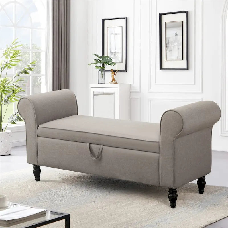 Banc de rangement ottoman Andeworld avec accoudoirs rembourrés, banc de bout de lit