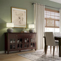 WYNDENHALL Stratford Buffet de salle à manger transitionnel large en bois massif à 4 portes de 60 po – 17p x 60l x 34h