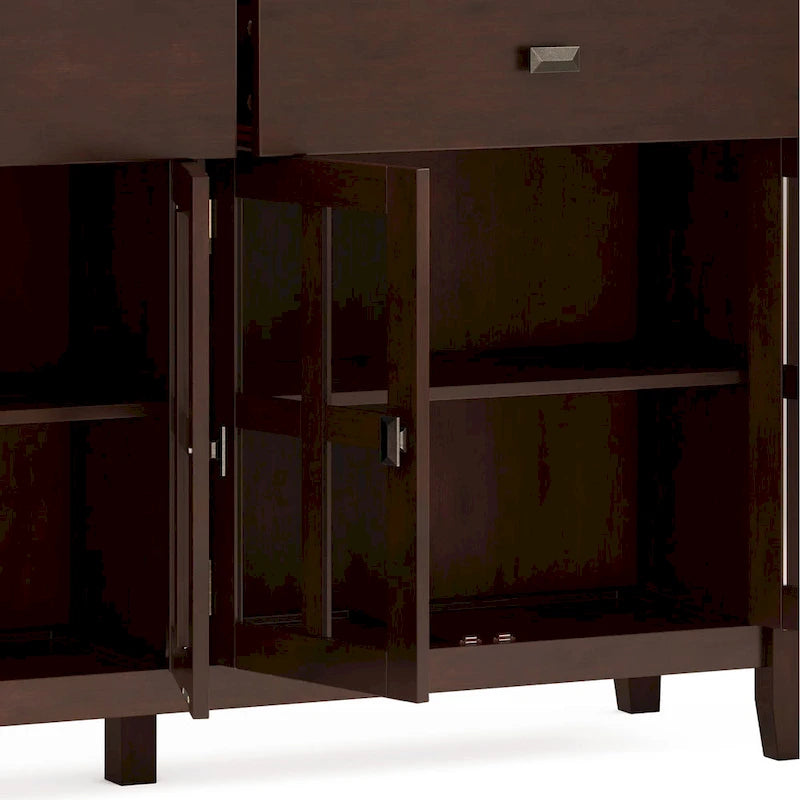 WYNDENHALL Stratford Buffet de salle à manger transitionnel large en bois massif à 4 portes de 60 po – 17p x 60l x 34h