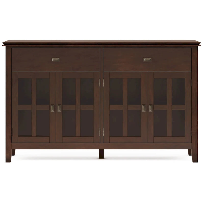 WYNDENHALL Stratford Buffet de salle à manger transitionnel large en bois massif à 4 portes de 60 po – 17p x 60l x 34h