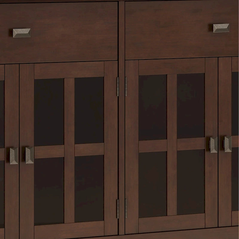 WYNDENHALL Stratford Buffet de salle à manger transitionnel large en bois massif à 4 portes de 60 po – 17p x 60l x 34h