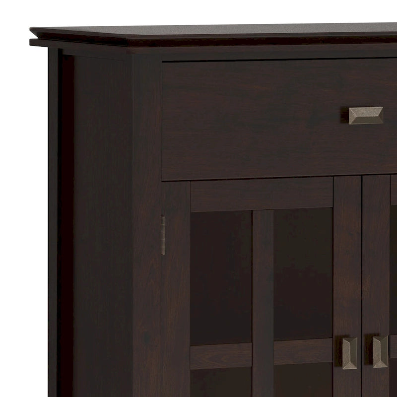 WYNDENHALL Stratford Buffet de salle à manger transitionnel large en bois massif à 4 portes de 60 po – 17p x 60l x 34h