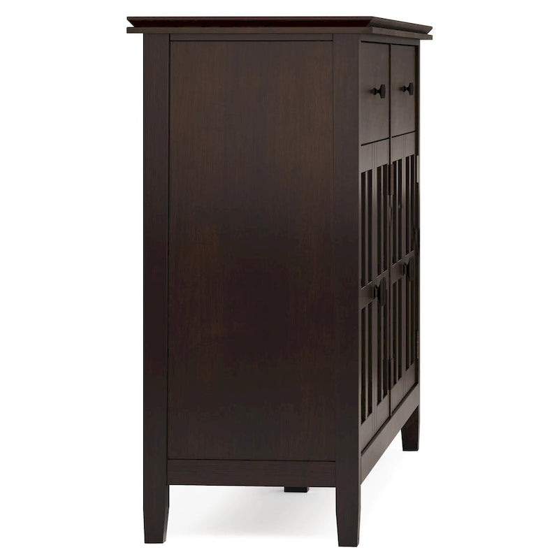 WYNDENHALL Stratford Buffet de salle à manger transitionnel large en bois massif à 4 portes de 60 po – 17p x 60l x 34h
