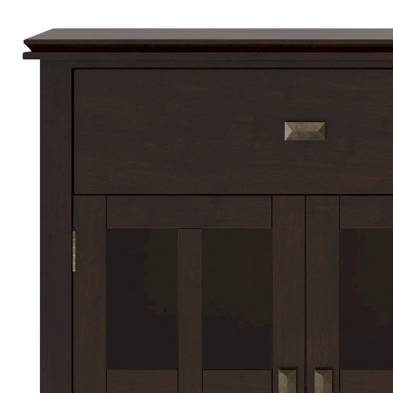 WYNDENHALL Stratford Buffet de salle à manger transitionnel large en bois massif à 4 portes de 60 po – 17p x 60l x 34h