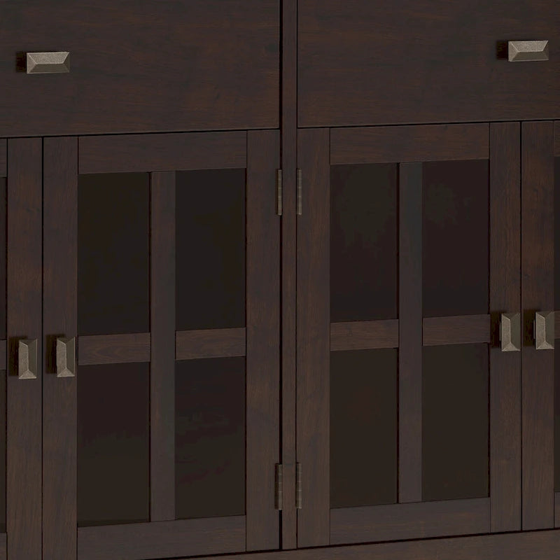 WYNDENHALL Stratford Buffet de salle à manger transitionnel large en bois massif à 4 portes de 60 po – 17p x 60l x 34h