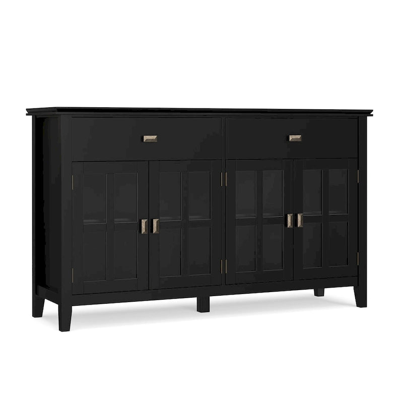 WYNDENHALL Stratford Buffet de salle à manger transitionnel large en bois massif à 4 portes de 60 po – 17p x 60l x 34h