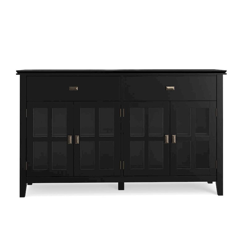 WYNDENHALL Stratford Buffet de salle à manger transitionnel large en bois massif à 4 portes de 60 po – 17p x 60l x 34h