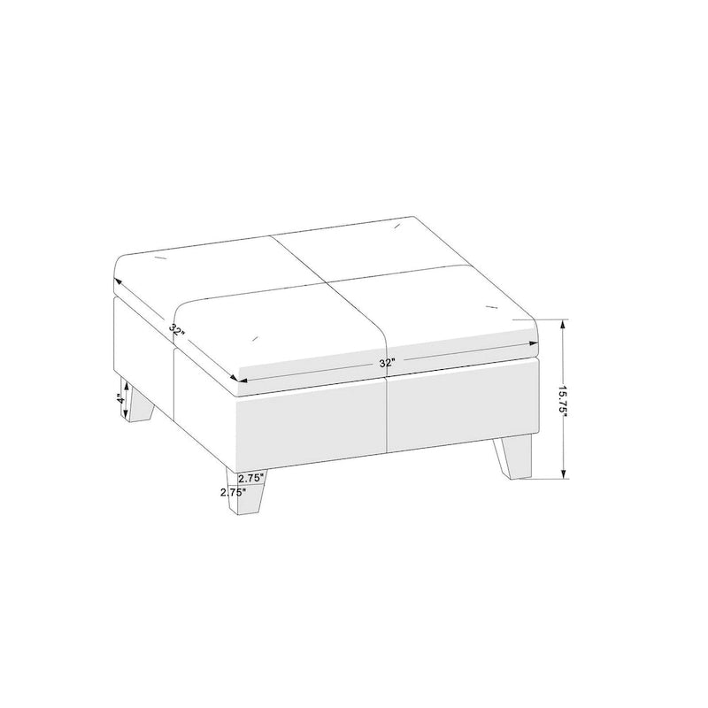 HomePop Pouf de rangement carré de luxe 32