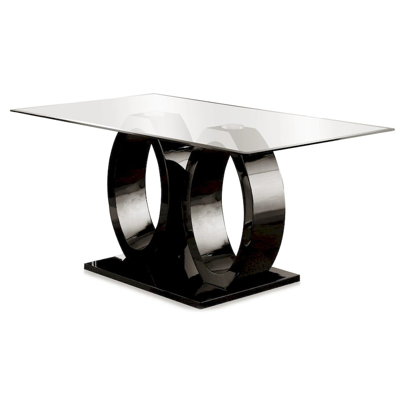 Table Raji contemporaine de 63 pouces avec double anneau en verre de Furniture of America