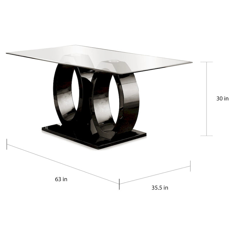 Table Raji contemporaine de 63 pouces avec double anneau en verre de Furniture of America