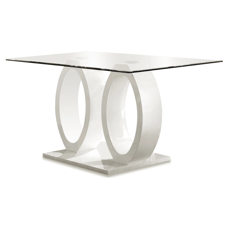 Table Raji contemporaine de 63 pouces avec double anneau en verre de Furniture of America