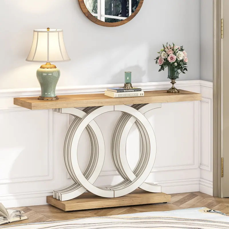 Farmhouse Console Sofa Table, 55 Inches Entryway Hallway Foyer Table
