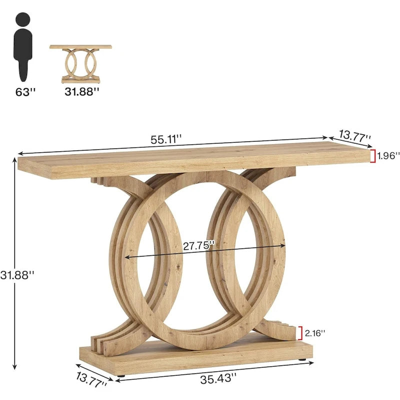 Table console de ferme, table d'entrée de 55 pouces pour couloir ou hall
