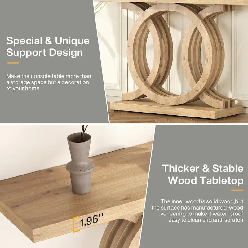 Table console de ferme, table d'entrée de 55 pouces pour couloir ou hall