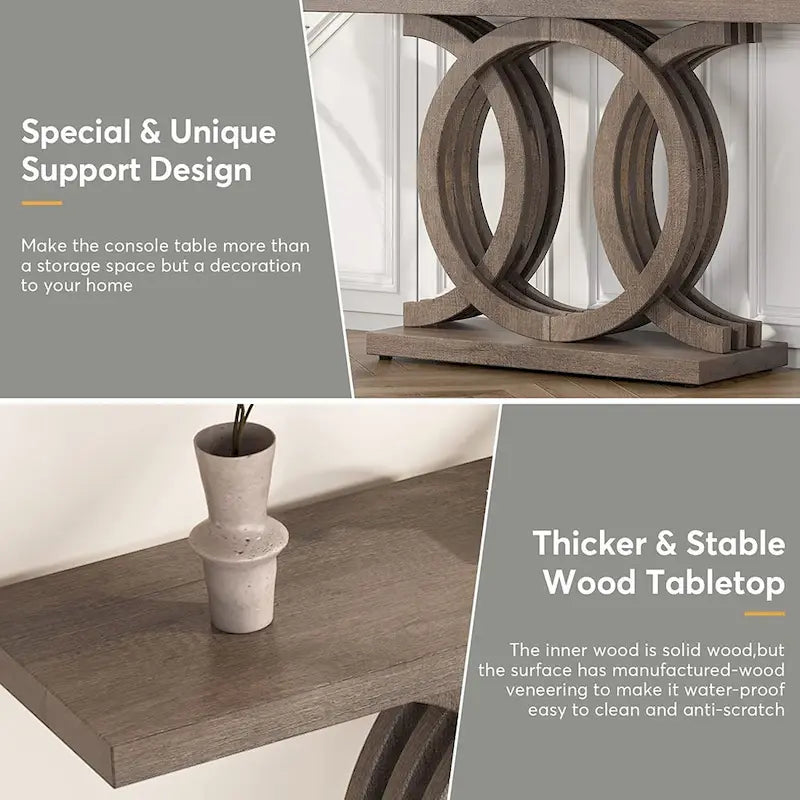 Table console de ferme, table d'entrée de 55 pouces pour couloir ou hall