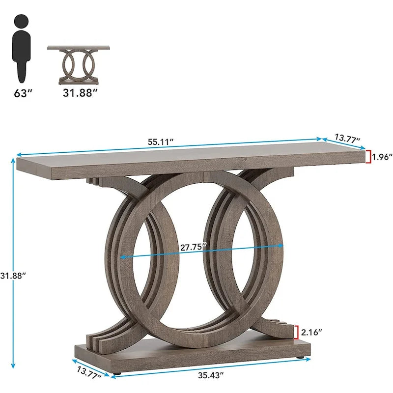Table console de ferme, table d'entrée de 55 pouces pour couloir ou hall