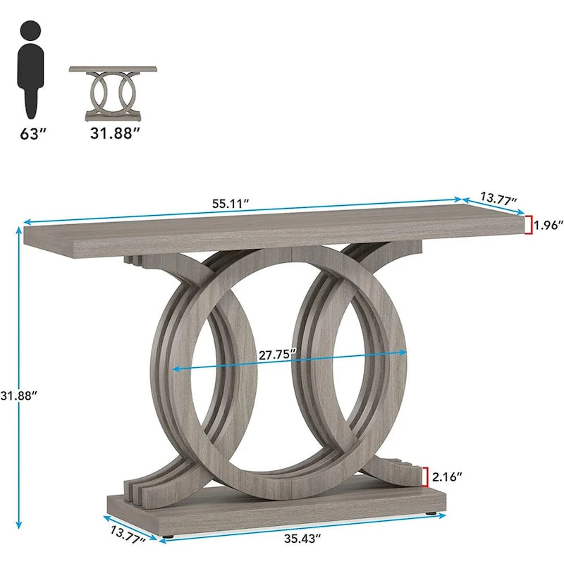 Table console de ferme, table d'entrée de 55 pouces pour couloir ou hall