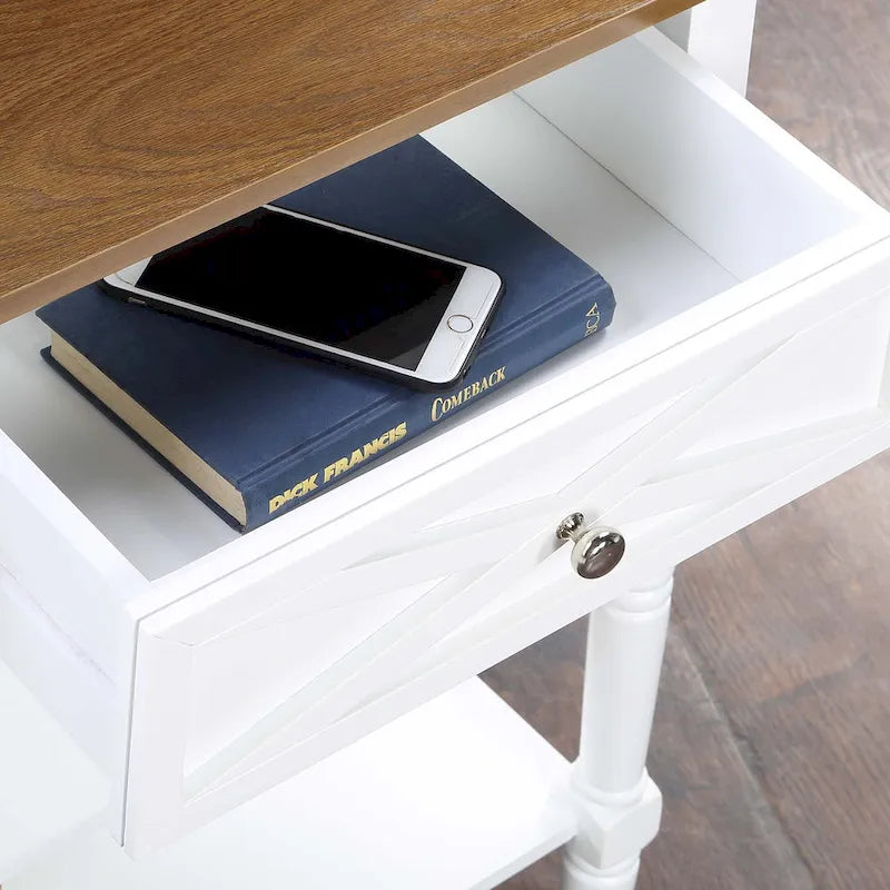 Console de style champêtre Country Oxford avec 2 tiroirs et étagères de Convenience Concepts