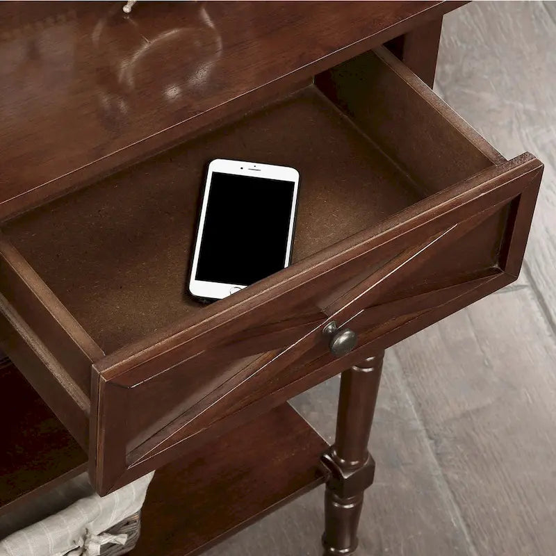 Console de style champêtre Country Oxford avec 2 tiroirs et étagères de Convenience Concepts