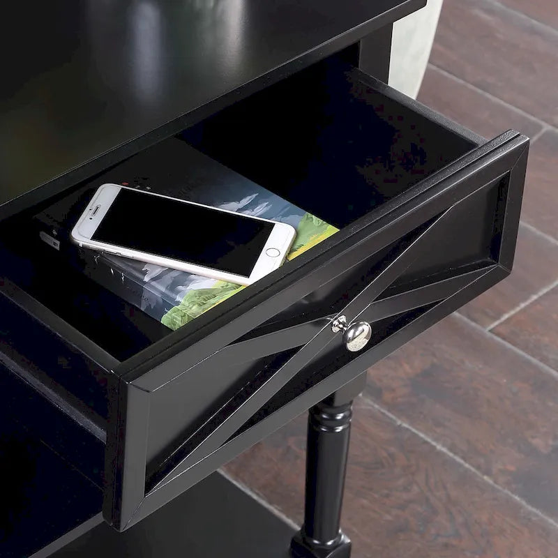 Console de style champêtre Country Oxford avec 2 tiroirs et étagères de Convenience Concepts