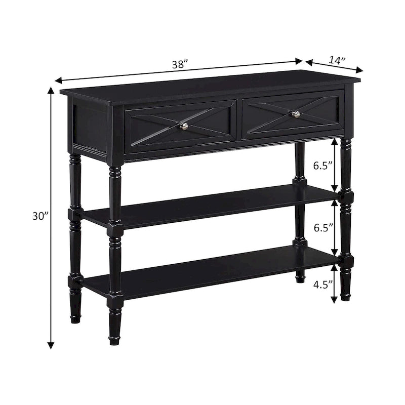 Console de style champêtre Country Oxford avec 2 tiroirs et étagères de Convenience Concepts