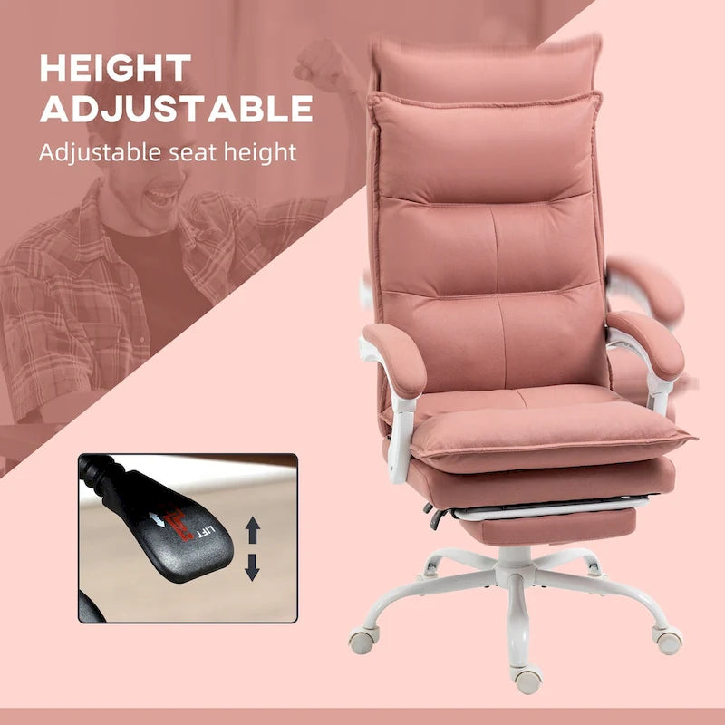Chaise de bureau de massage à dossier haut Vinsetto avec 6 points de vibration, chaise d'ordinateur inclinable chauffante en microfibre avec repose-pieds