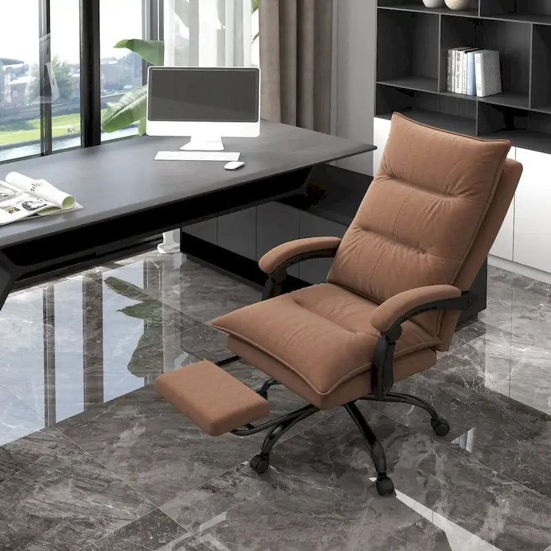 Chaise de bureau de massage à dossier haut Vinsetto avec 6 points de vibration, chaise d'ordinateur inclinable chauffante en microfibre avec repose-pieds