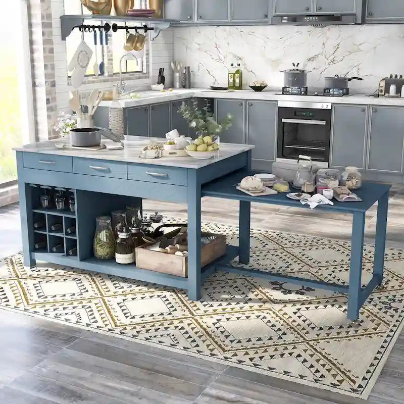 Îlot de cuisine multi-rangement en bois Graneger Farmhouse par Furniture of America