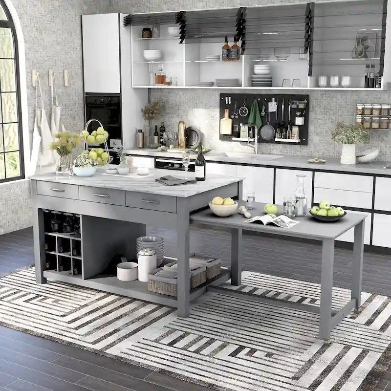 Îlot de cuisine multi-rangement en bois Graneger Farmhouse par Furniture of America