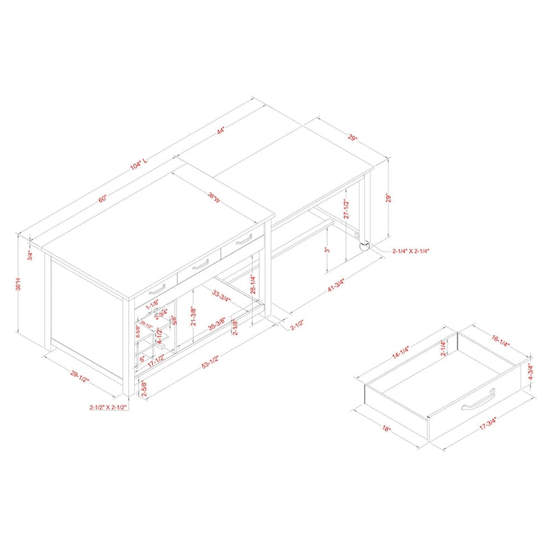 Îlot de cuisine multi-rangement en bois Graneger Farmhouse par Furniture of America