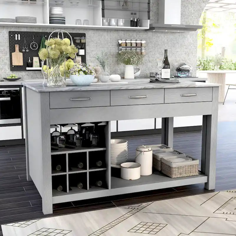 Îlot de cuisine multi-rangement en bois Graneger Farmhouse par Furniture of America