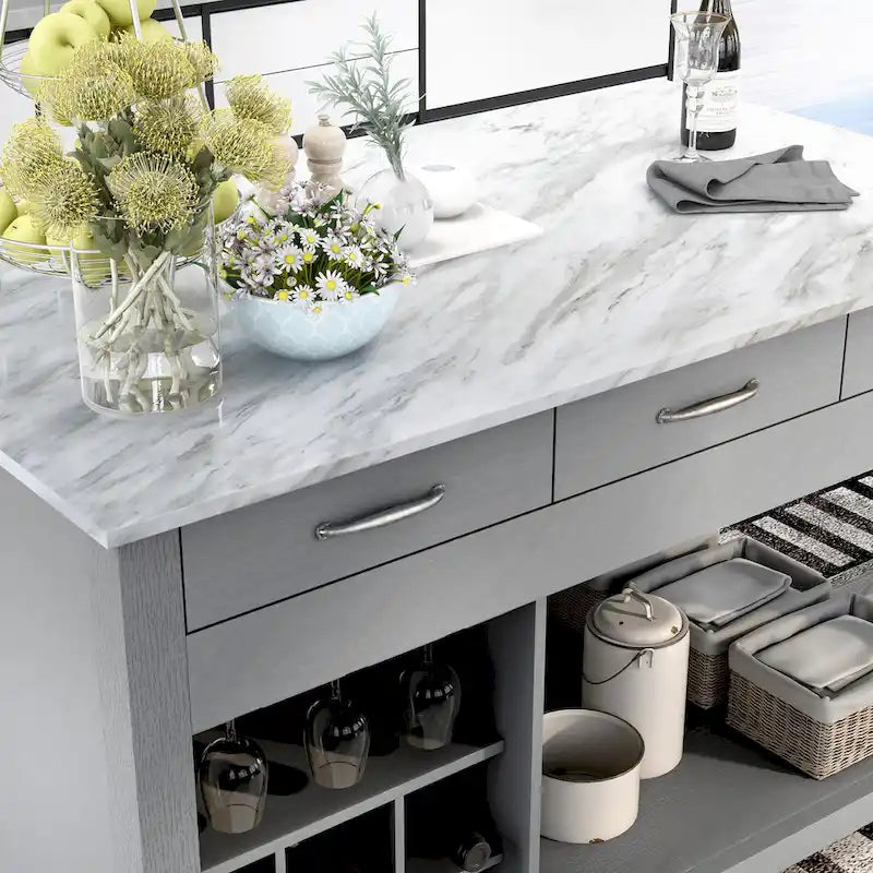 Îlot de cuisine multi-rangement en bois Graneger Farmhouse par Furniture of America