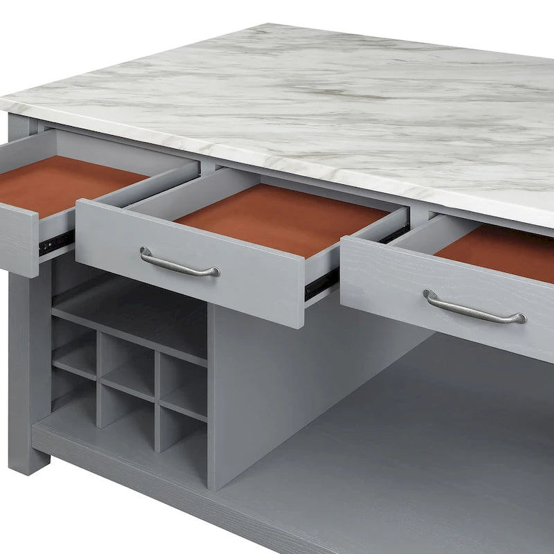 Îlot de cuisine multi-rangement en bois Graneger Farmhouse par Furniture of America