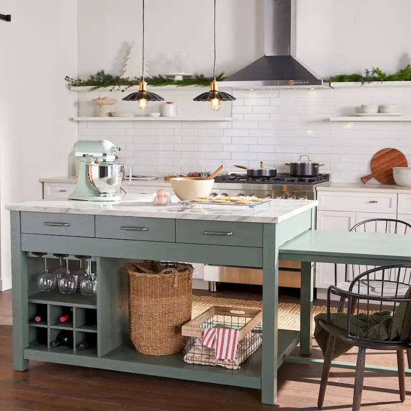 Îlot de cuisine multi-rangement en bois Graneger Farmhouse par Furniture of America