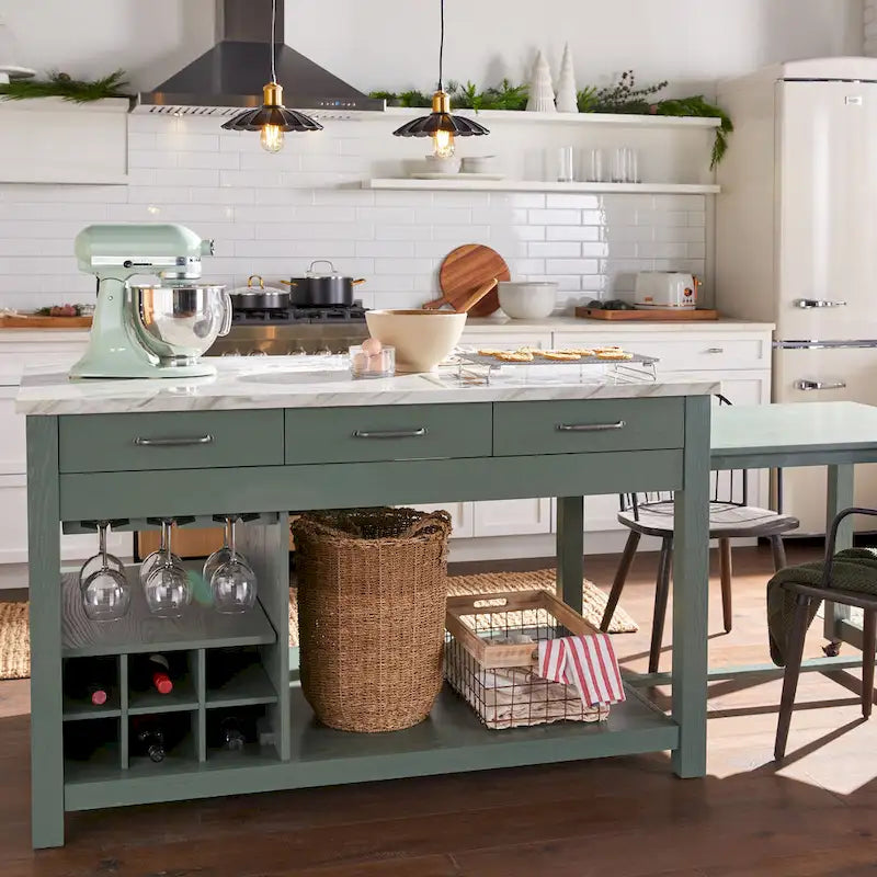 Îlot de cuisine multi-rangement en bois Graneger Farmhouse par Furniture of America
