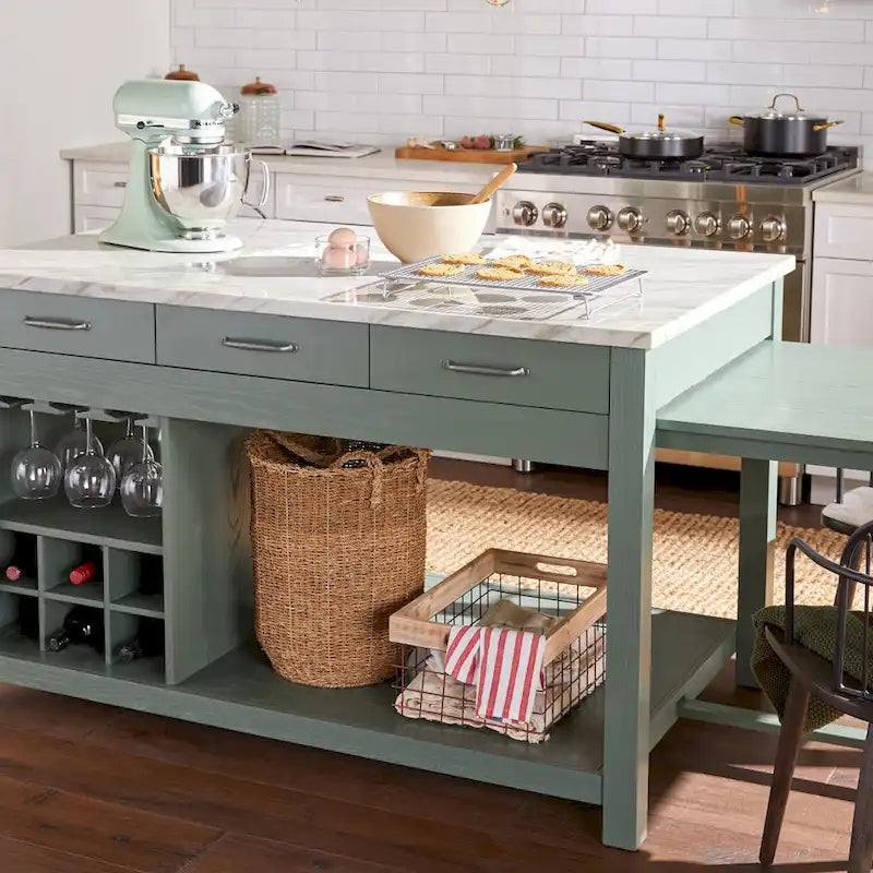 Îlot de cuisine multi-rangement en bois Graneger Farmhouse par Furniture of America