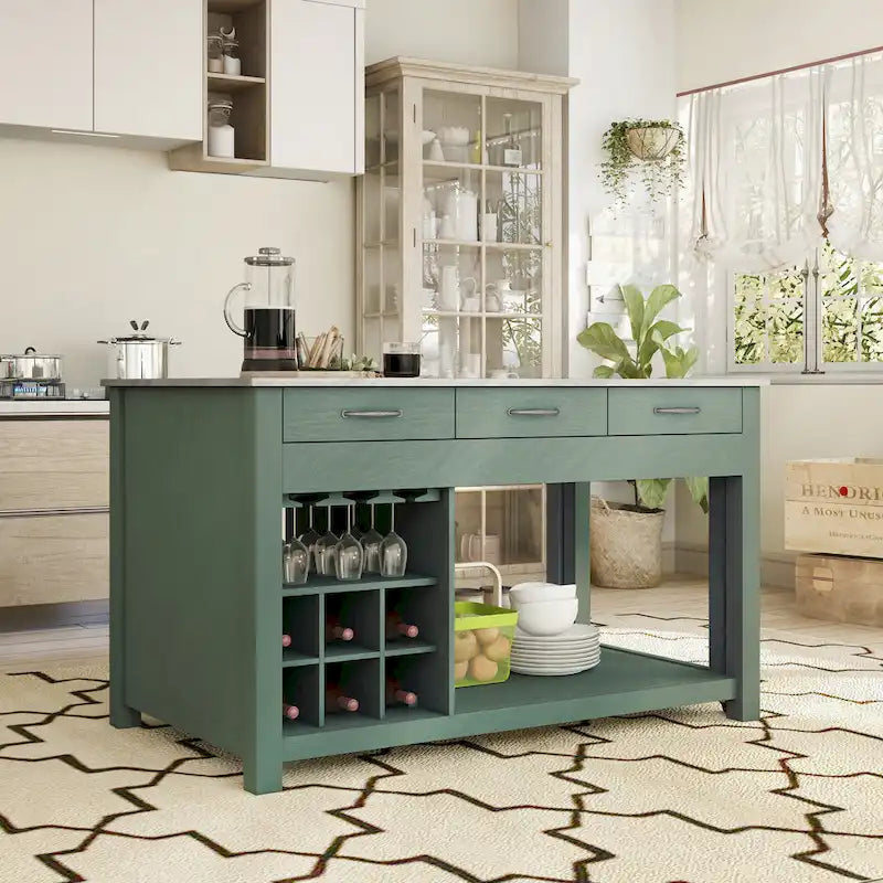 Îlot de cuisine multi-rangement en bois Graneger Farmhouse par Furniture of America