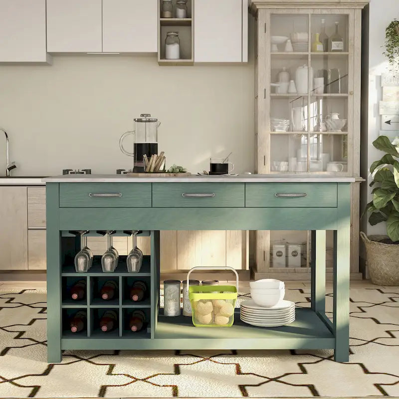 Îlot de cuisine multi-rangement en bois Graneger Farmhouse par Furniture of America
