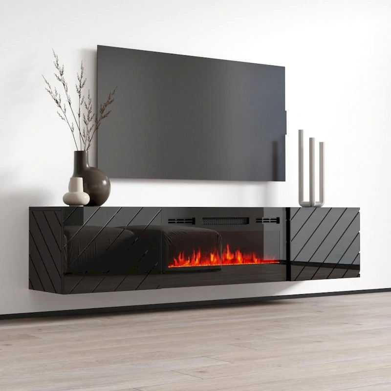 Meuble TV moderne 72 Luxe EF avec cheminée électrique murale
