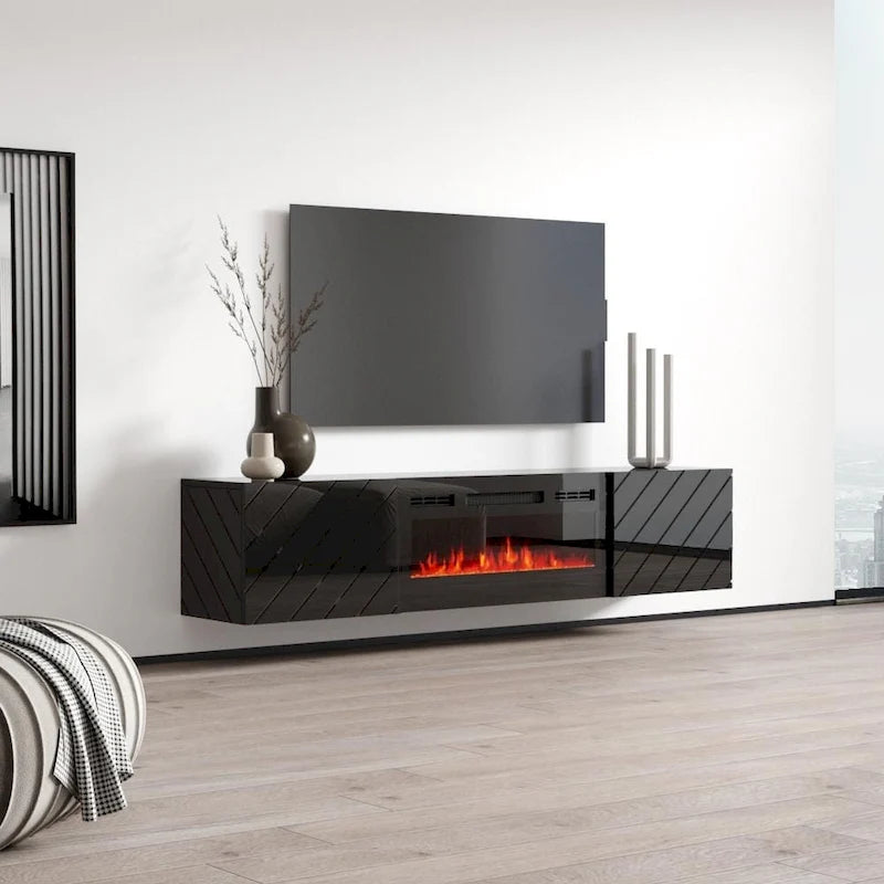 Meuble TV moderne 72 Luxe EF avec cheminée électrique murale