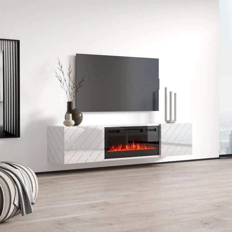 Meuble TV moderne 72 Luxe EF avec cheminée électrique murale