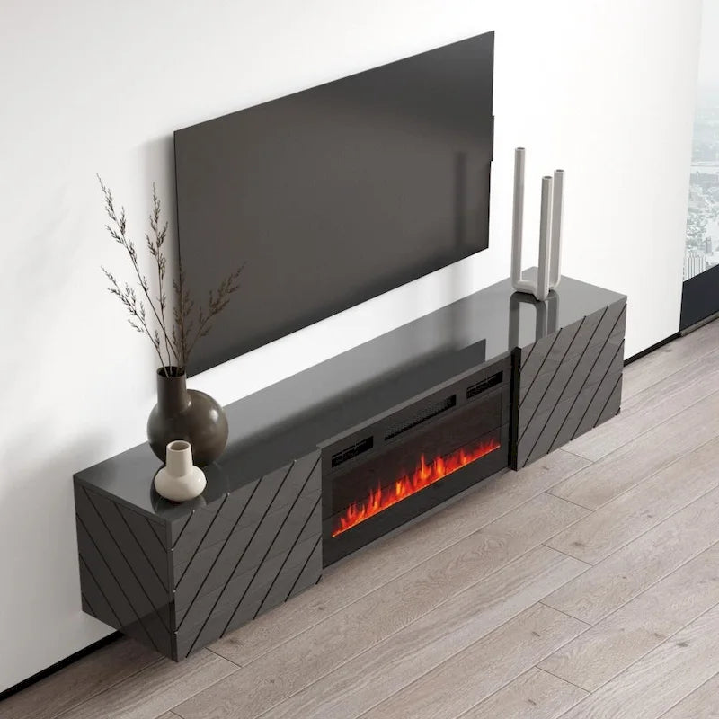 Meuble TV moderne 72 Luxe EF avec cheminée électrique murale